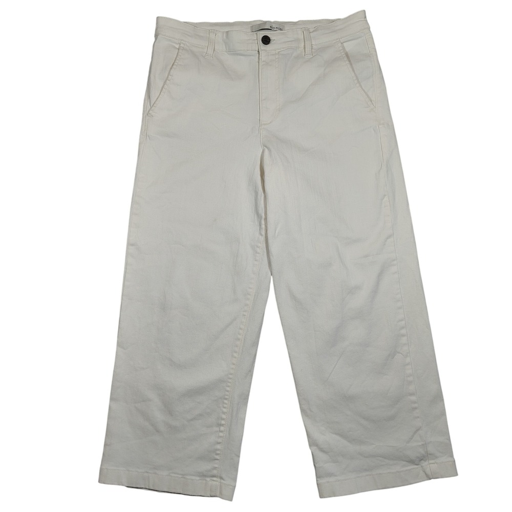 Ella Moss Wide Leg Pants Womens 12 White Stretch Denim Solid Cotton Blend